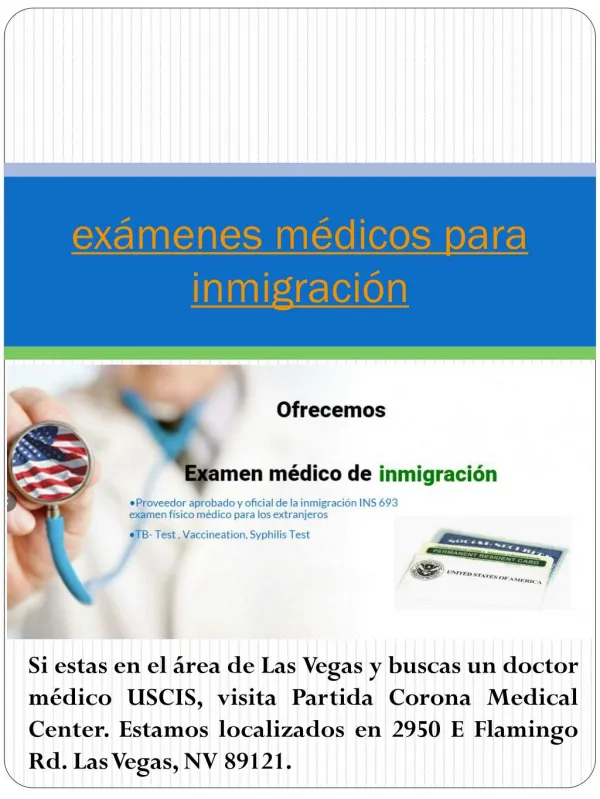 exámenes médicos para inmigración
