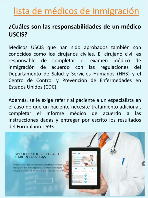 localizados de médicos autorizados de USCIS