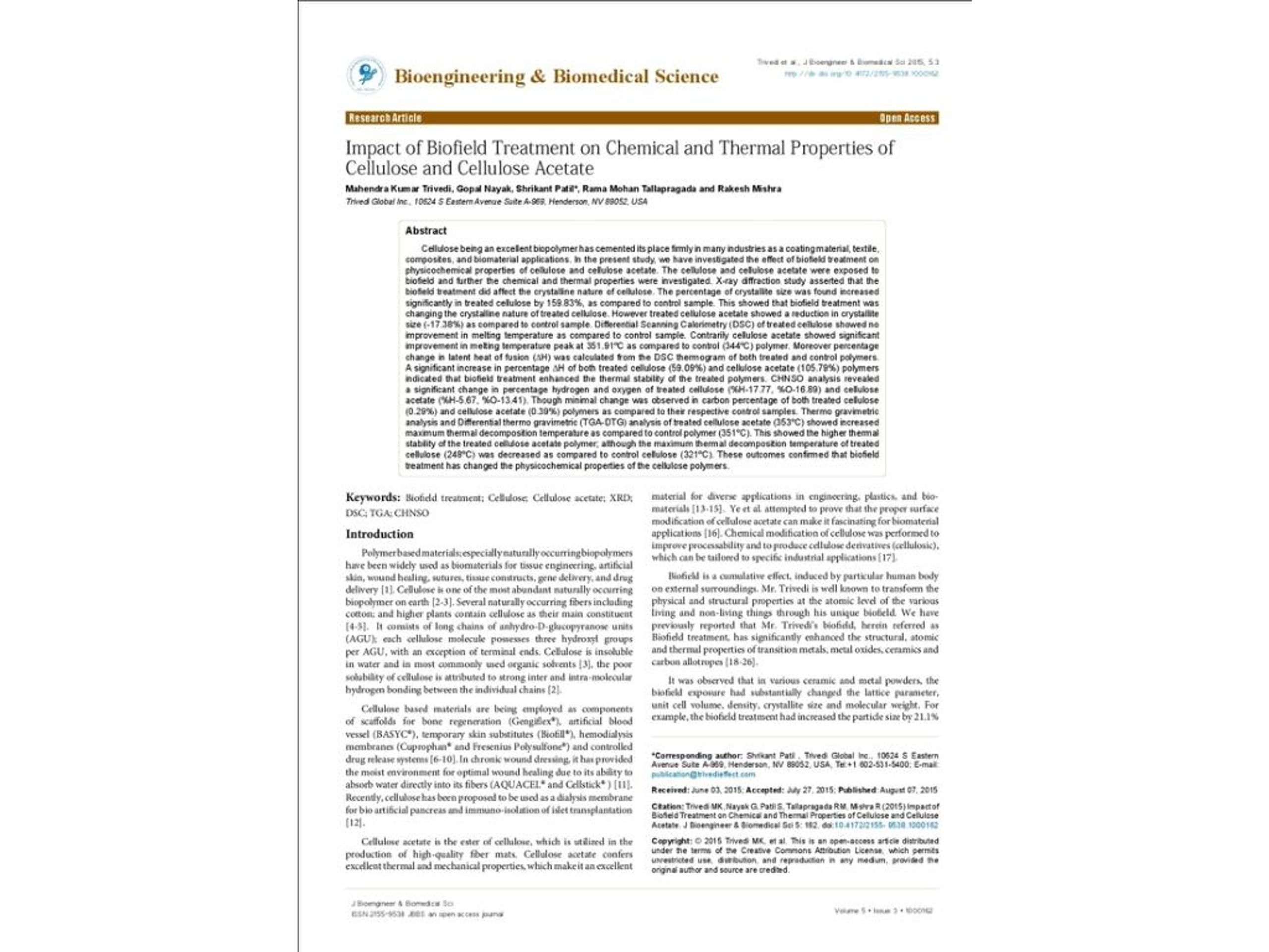 PPT - Impact of Biofield Treatment on Chemical and Thermal Properties ...