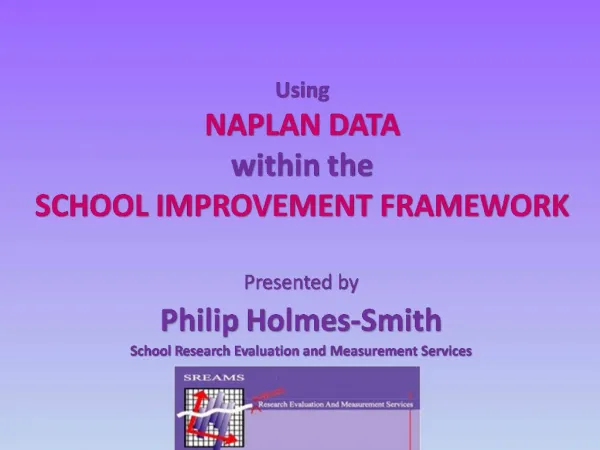 Using NAPLAN DATA within the SCHOOL IMPROVEMENT FRAMEWORK