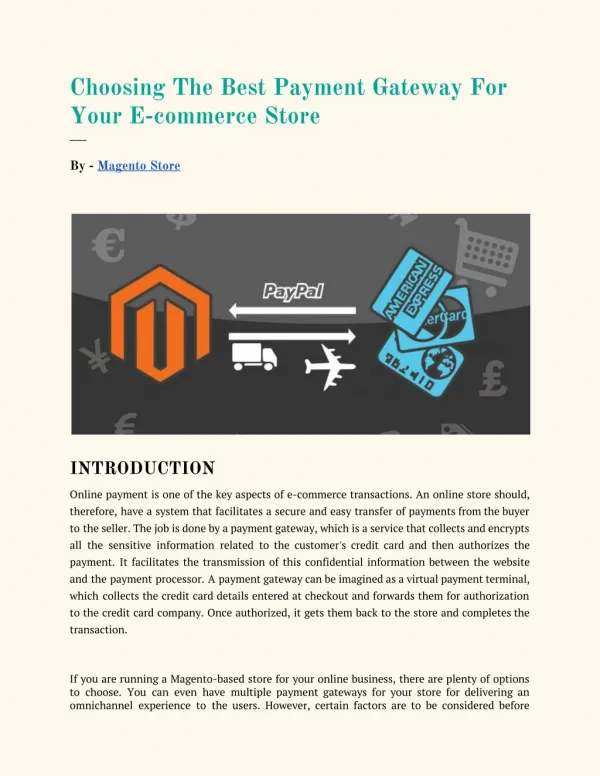 Choosing The Best Payment Gateway For Your E-commerce Store
