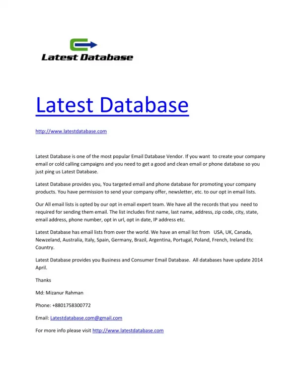 Latest Email Database provider