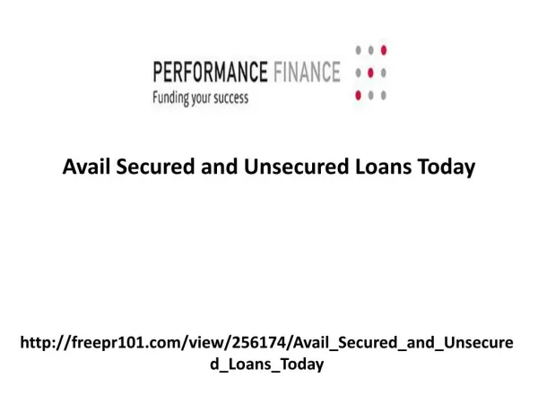 Avail Secured and Unsecured Loans Today