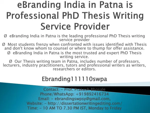 ebranding india in patna is professional phd thesis writing service provider