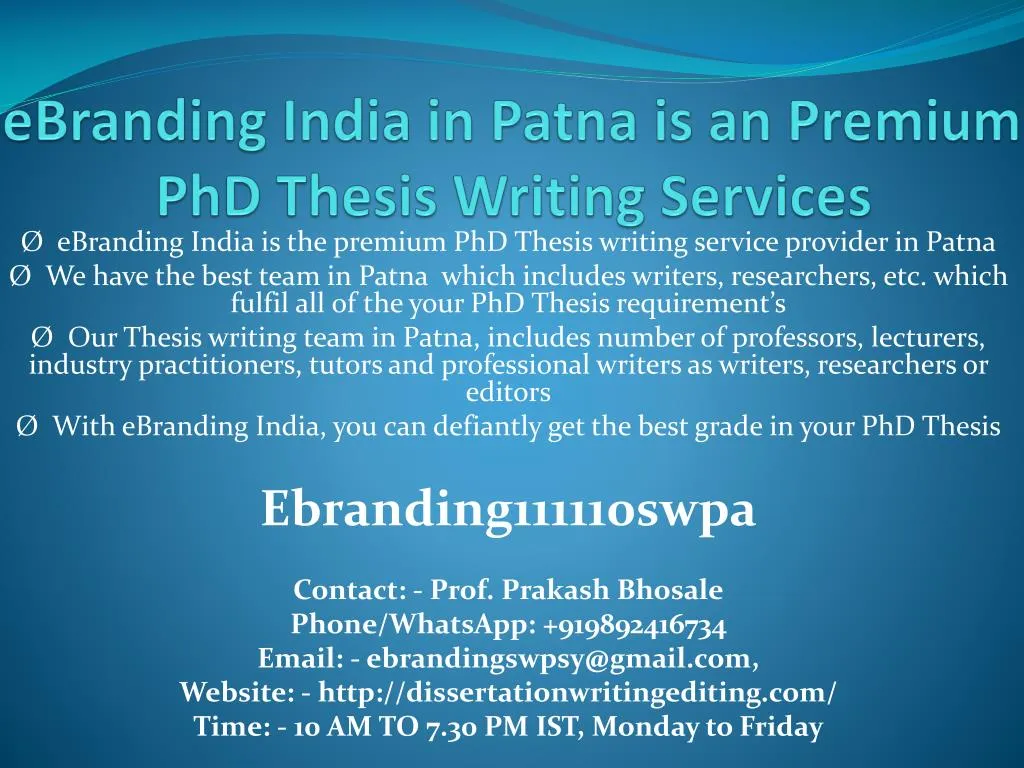 ebranding india in patna is an premium phd thesis writing services