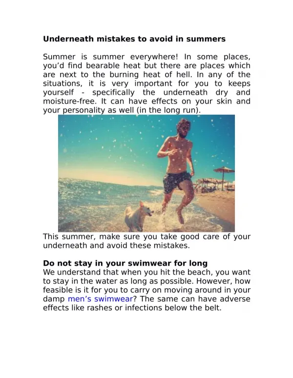 Underneath mistakes to avoid in summers