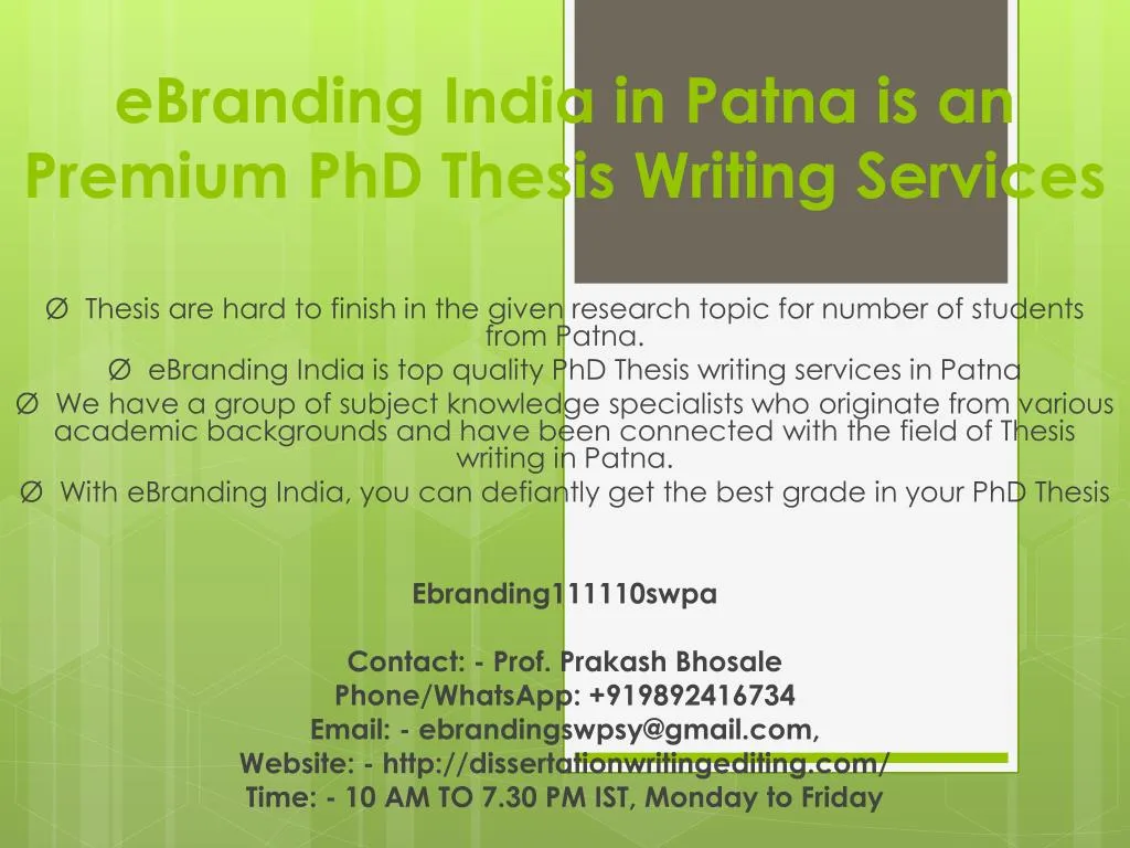 ebranding india in patna is an premium phd thesis writing services