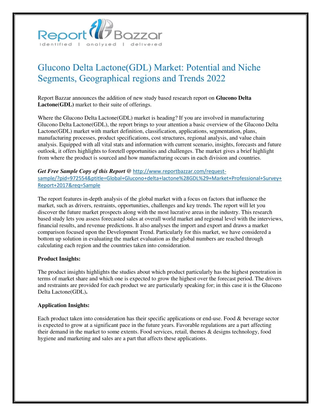 glucono delta lactone gdl market potential