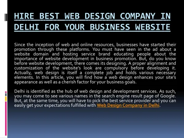 Hire Best Web Design Company in Delhi for Your Business Website