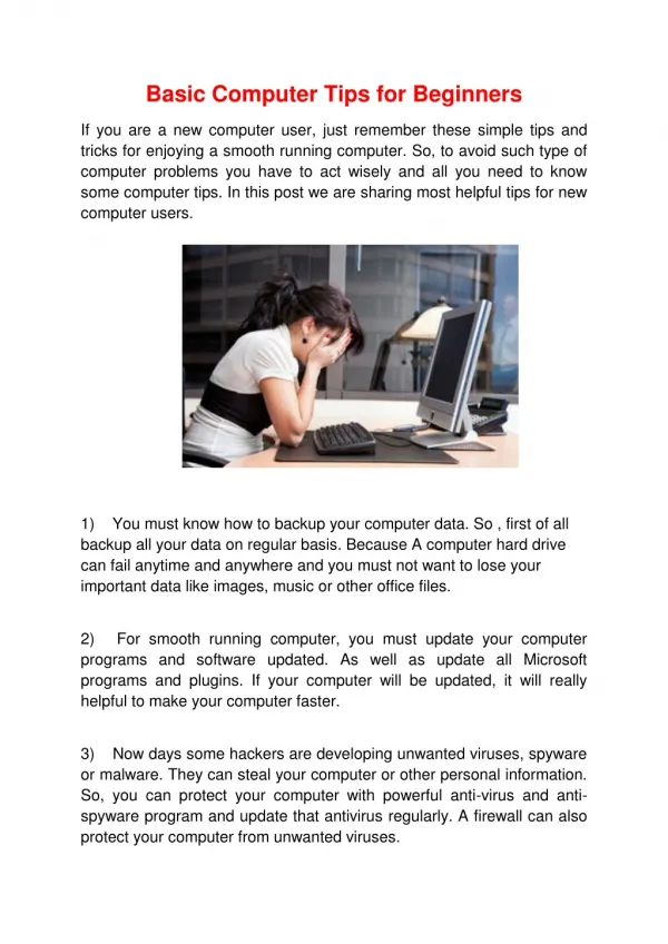 Basic Computer Tips for Beginners