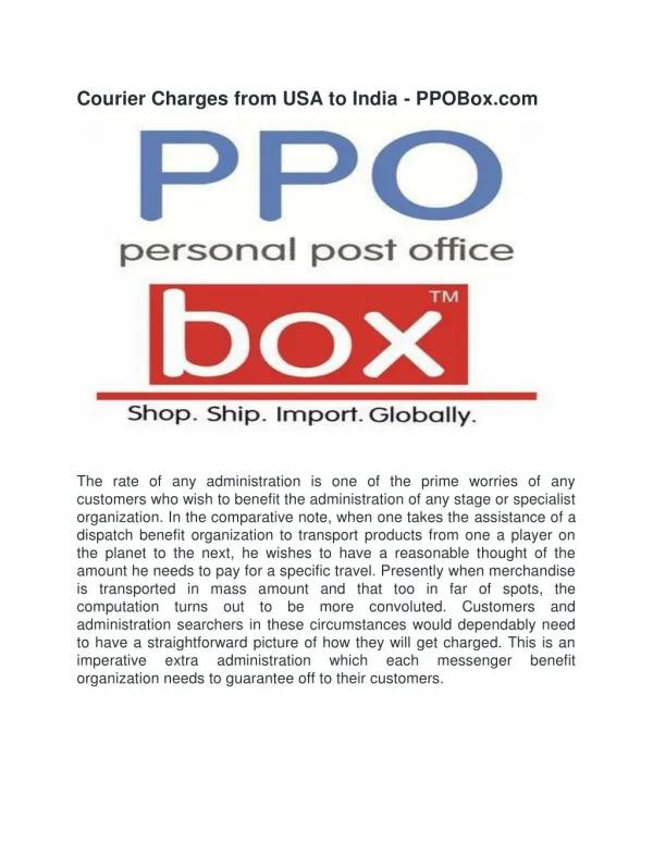 courier to USA from India | PPOBox (Personal Post Office)