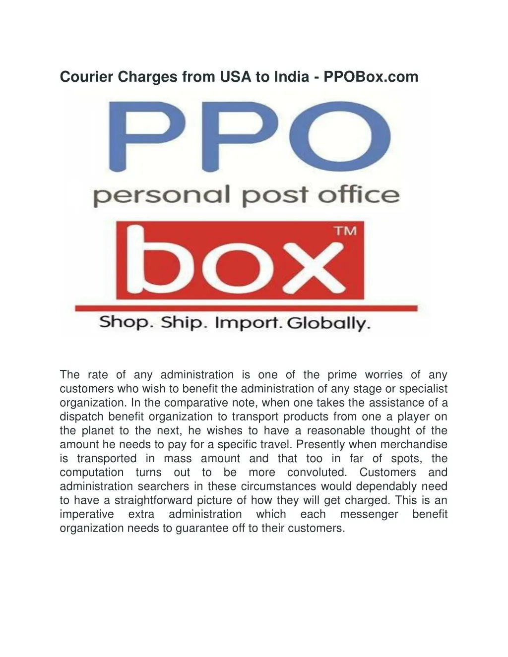 courier charges from usa to india ppobox com