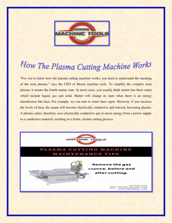 How The Plasma Cutting Machine Works