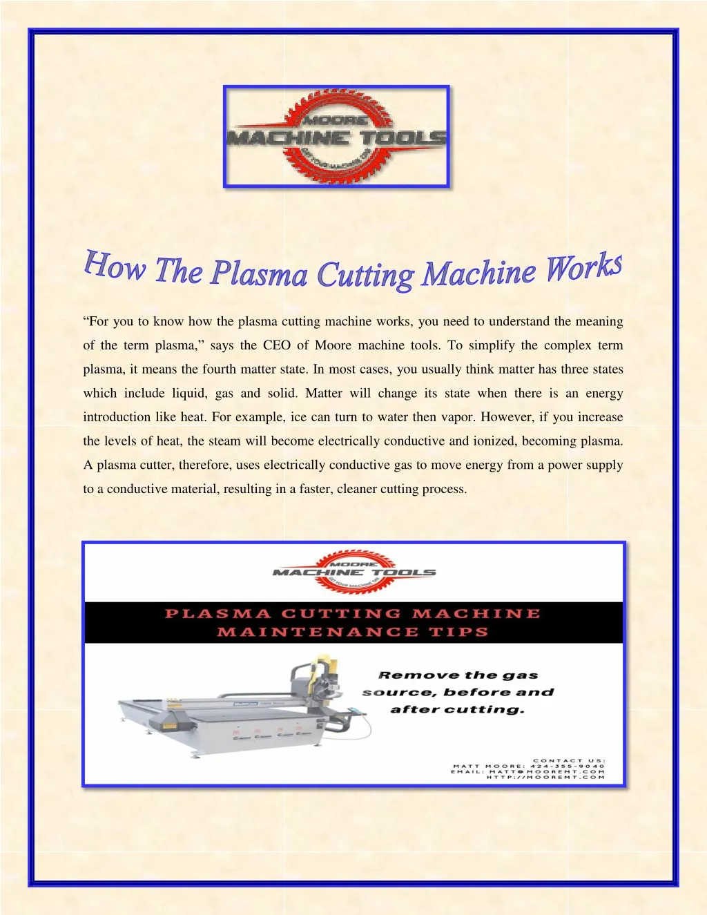 for you to know how the plasma cutting machine