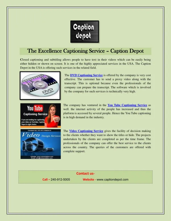 The Excellence Captioning Service – Caption Depot
