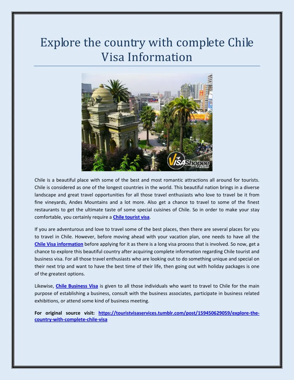 explore the country with complete chile visa
