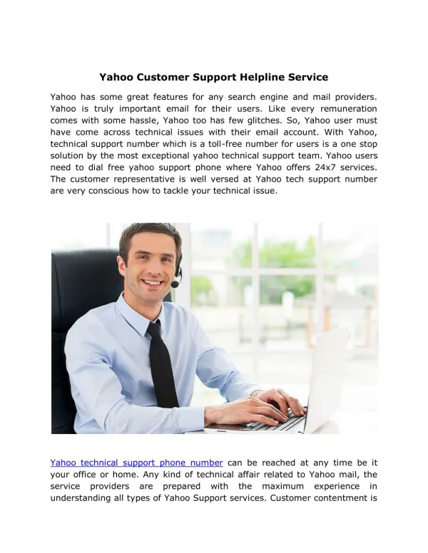 Yahoo Customer Support Helpline Service