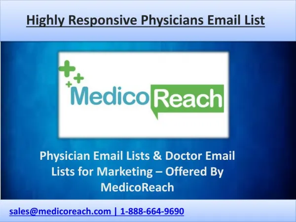 Check Out Physicians Email Lists Offered By MedicoReach