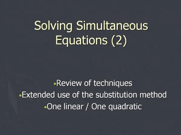 Solving Simultaneous Equations 2