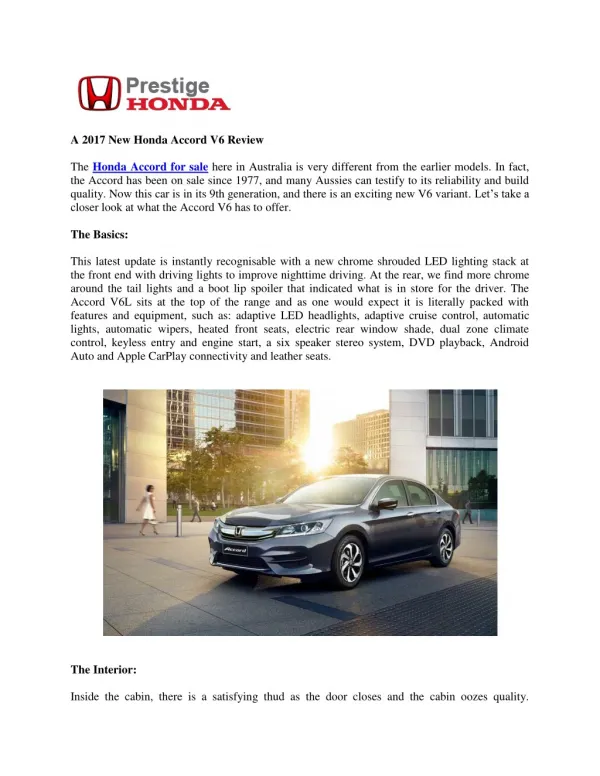 A 2017 New Honda Accord V6 Review
