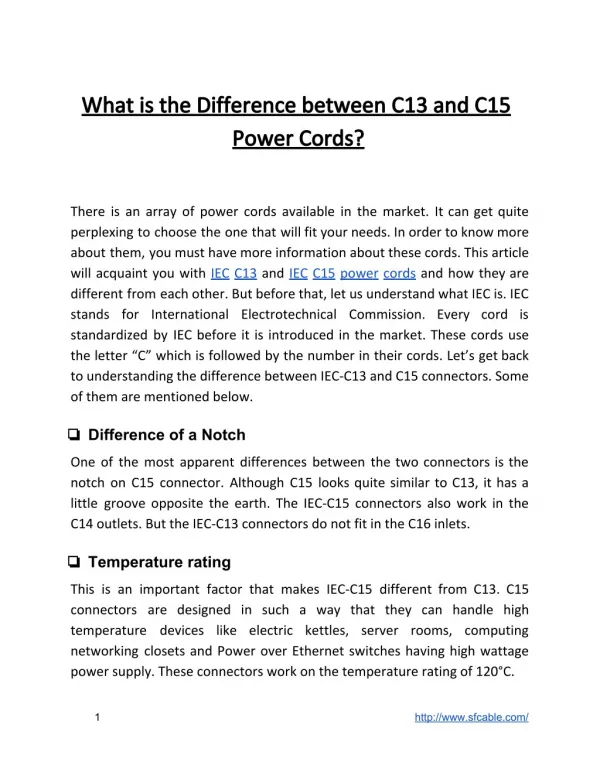 What is the Difference between C13 and C15 Power Cords?