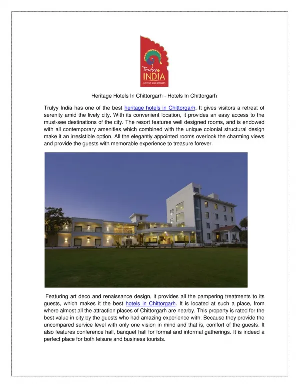 Heritage Hotels In Chittorgarh - Hotels In Chittorgarh