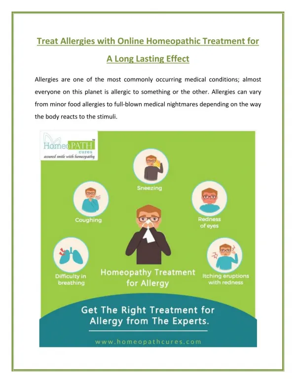 Treat Allergies with Online Homeopathic Treatment for A Long Lasting Effect