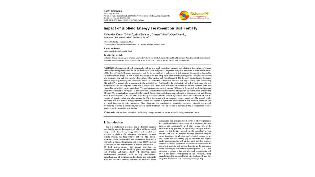 PPT - Impact of Biofield Energy Treatment on Soil Fertility PowerPoint ...