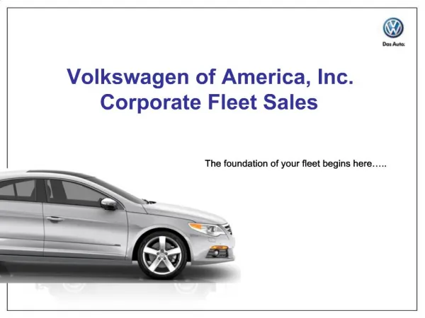 Volkswagen of America, Inc. Corporate Fleet Sales