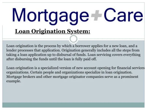 Loan Origination System