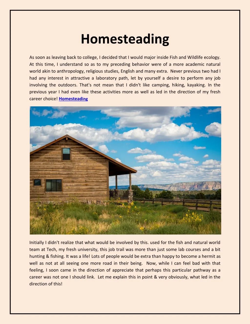 homesteading