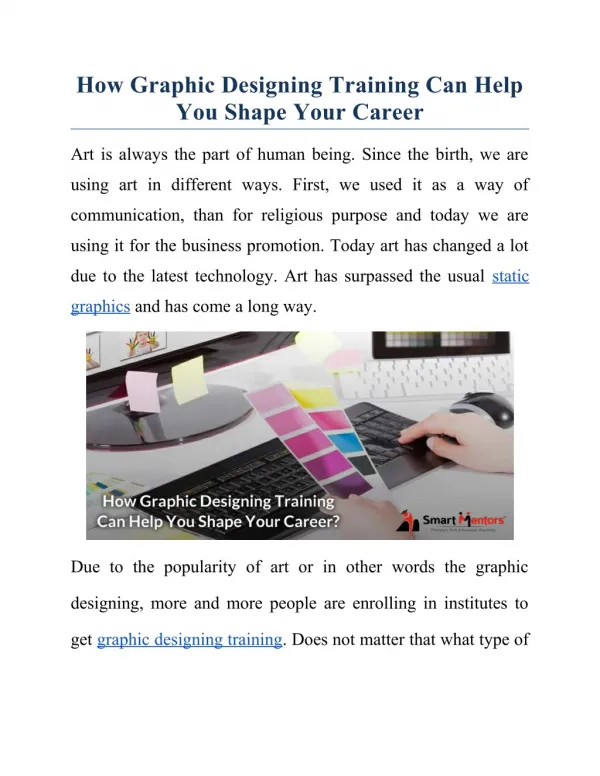 Graphic Designing as a career option | Smart Mentors