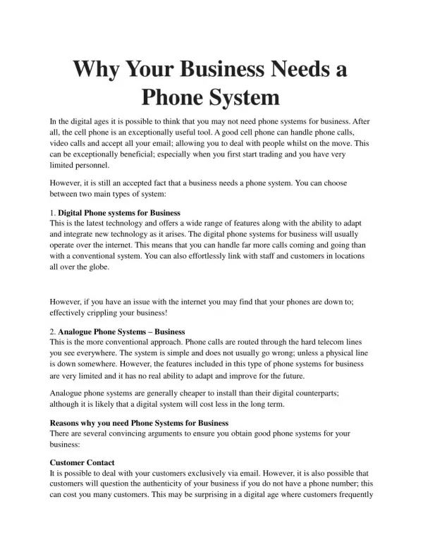 Why Your Business Needs a Phone System