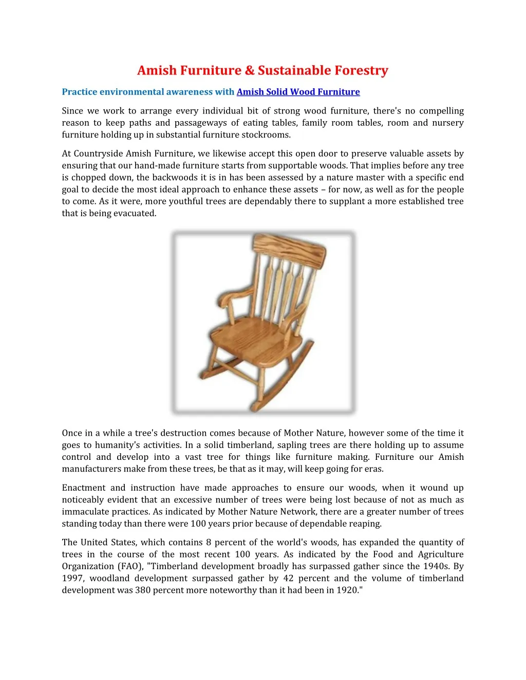 amish furniture sustainable forestry