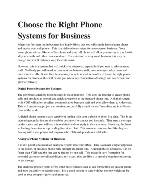 Choose the Right Phone Systems for Business