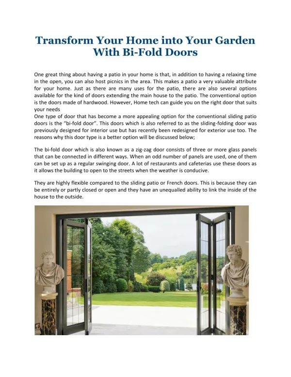 Transform Your Home into Your Garden With Bi-Fold Doors