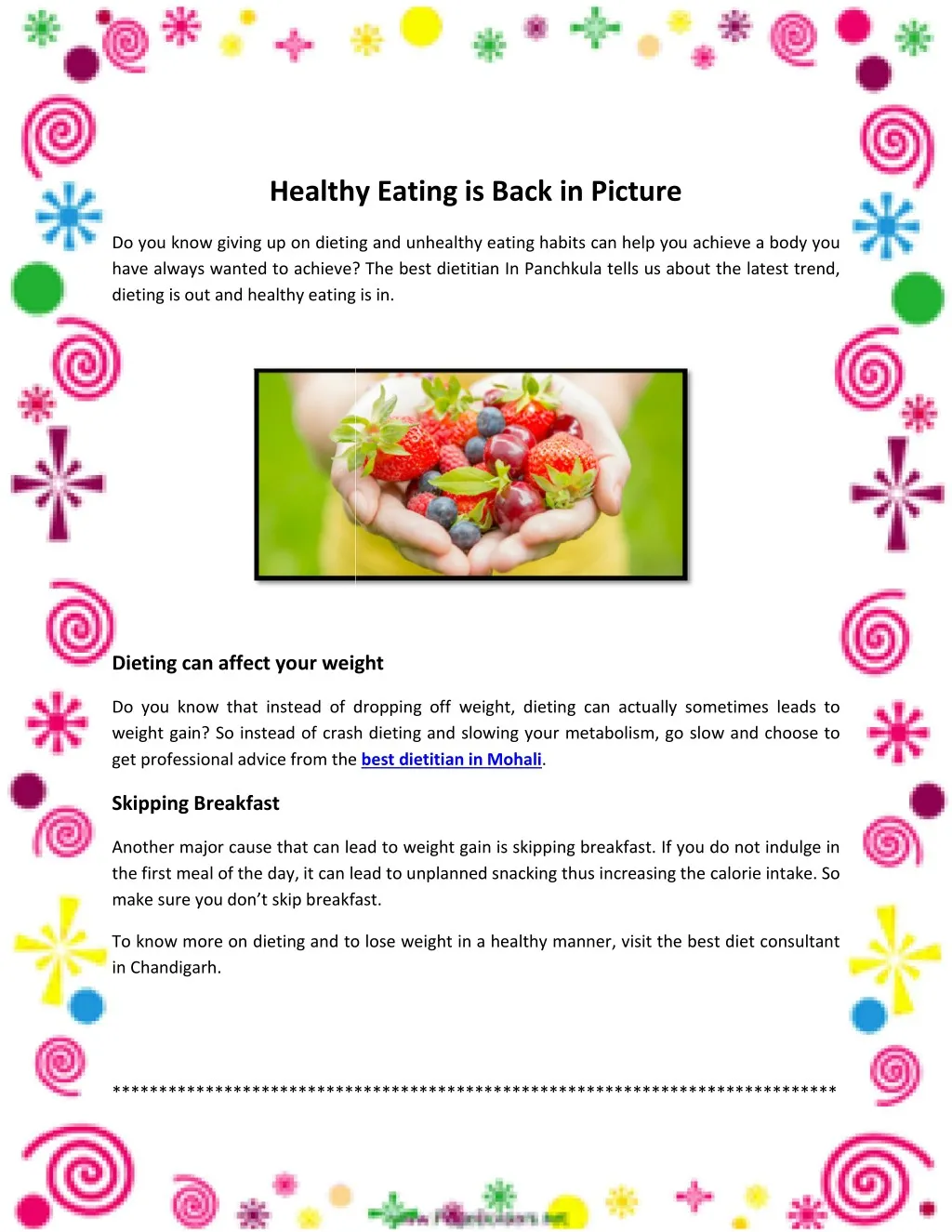 healthy eating is back in picture healthy eating