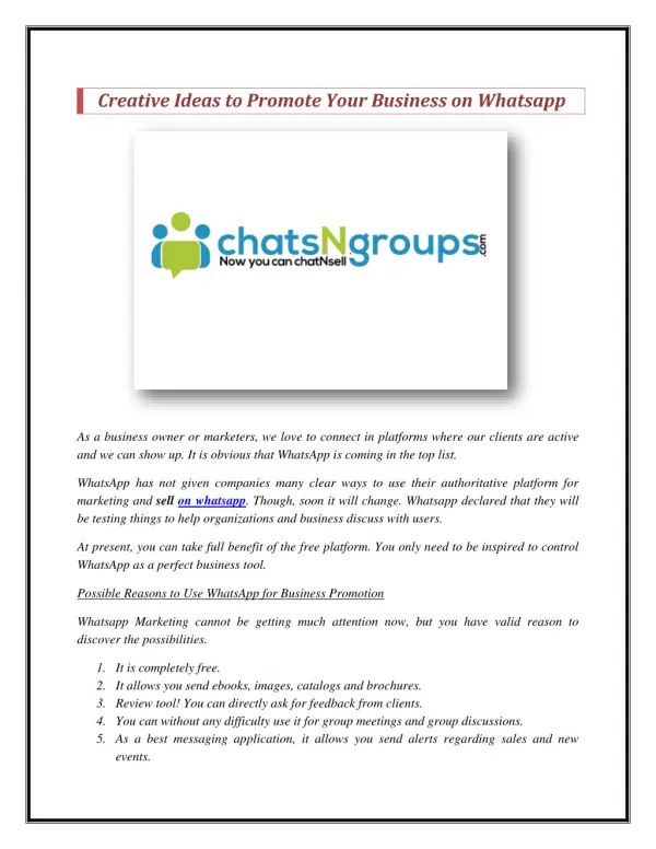 Creative Ideas to Promote Your Business on Whatsapp