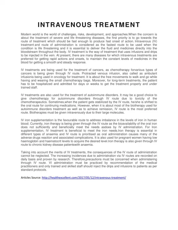 intravenous treatment