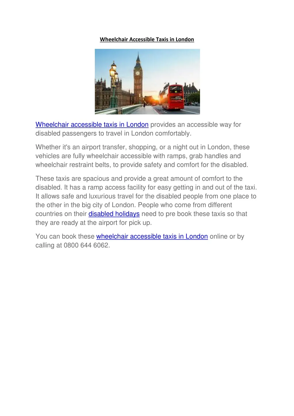 wheelchair accessible taxis in london