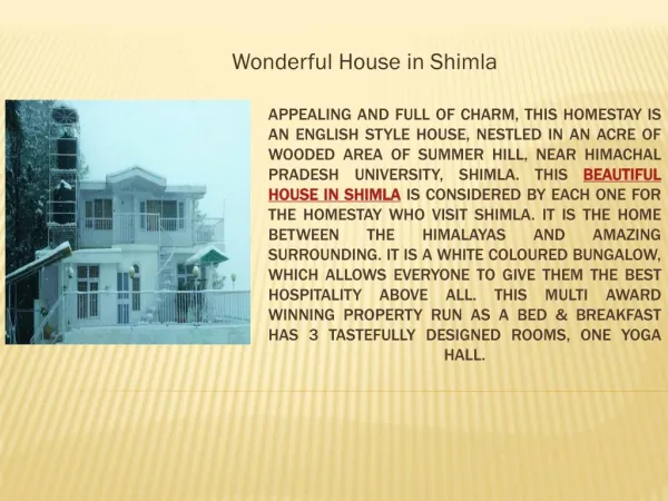 wonderful House in Shimla