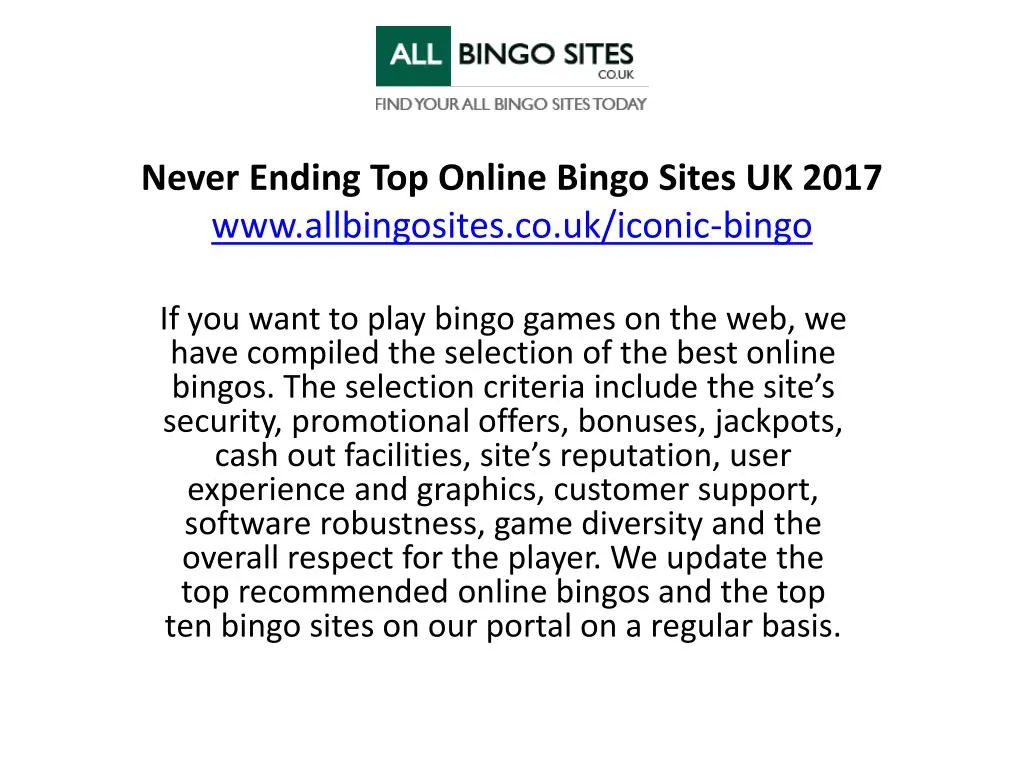 never ending top online bingo sites uk 2017 www allbingosites co uk iconic bingo