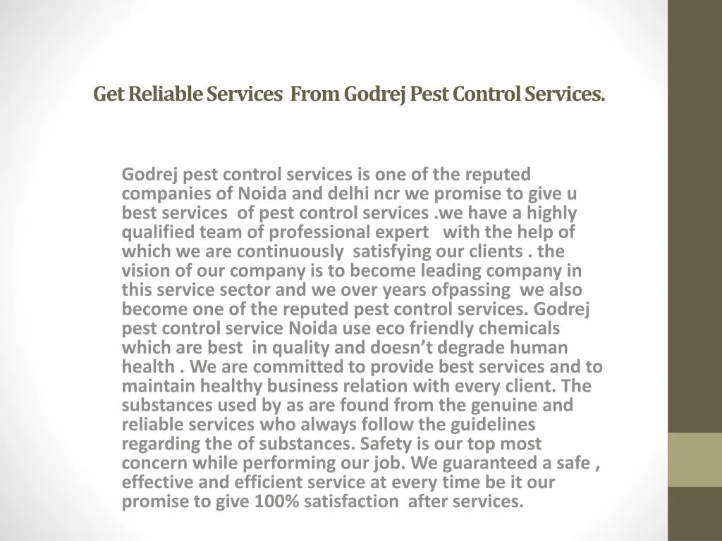 get reliable services from godrej pest control services