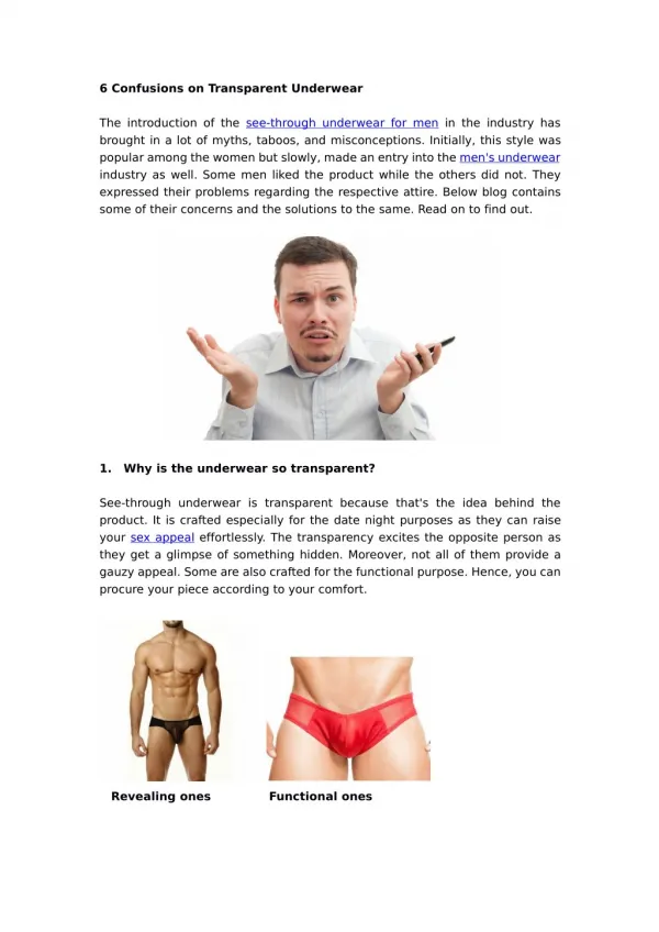 6 Confusions on Transparent Underwear