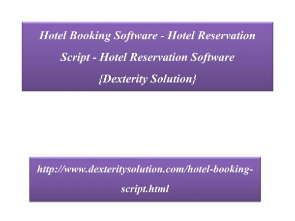Hotel Booking Software - Hotel Reservation Script {Dexterity Solution}
