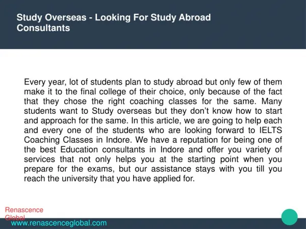 Study Overseas - Looking For Study Abroad Consultants