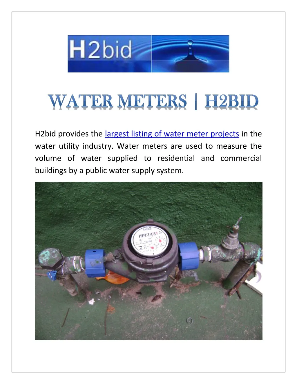 h2bid provides the largest listing of water meter