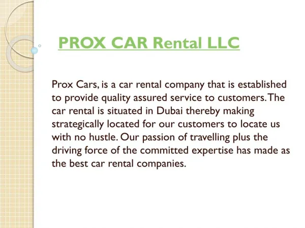 Luxury Car Rentals in Dubai