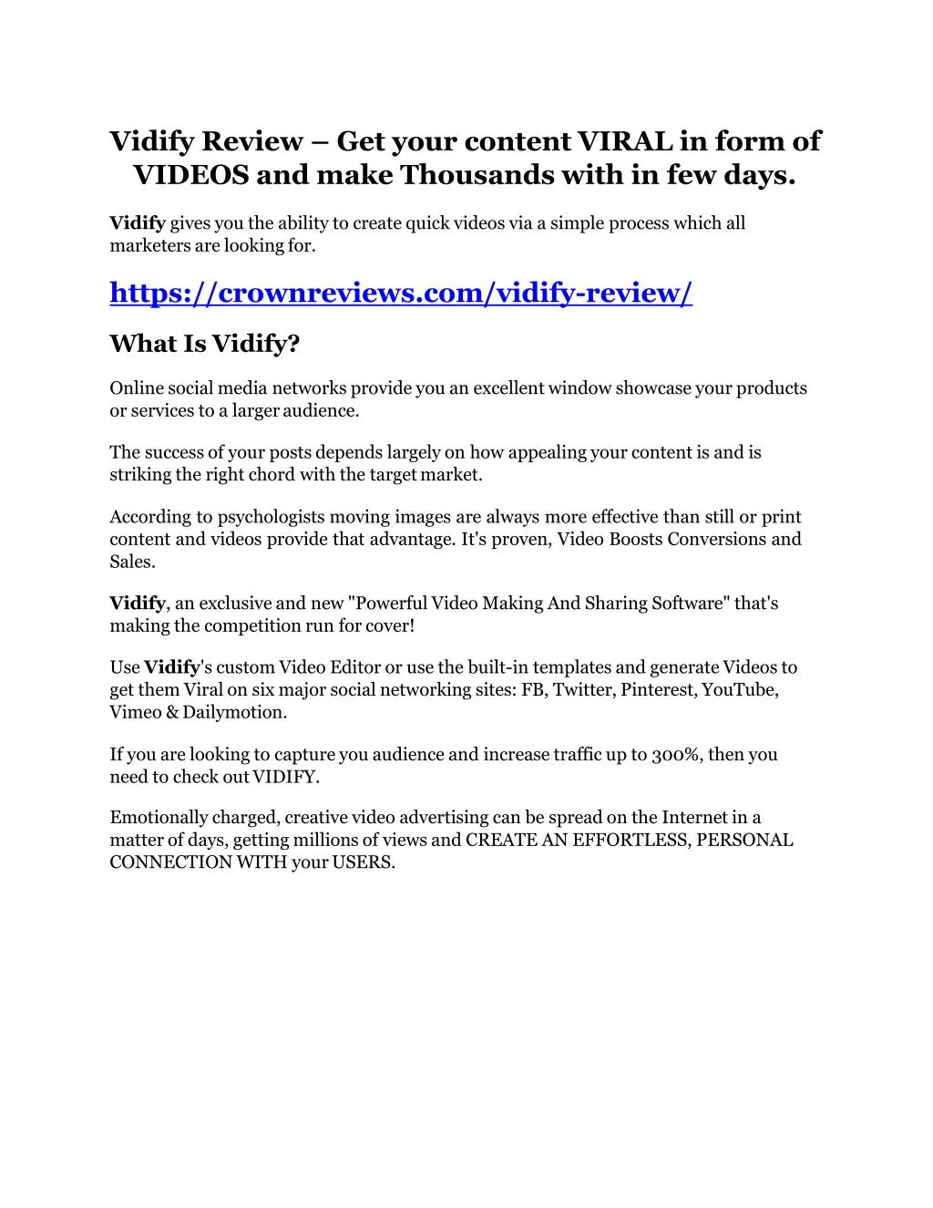 vidify review get your content viral in form