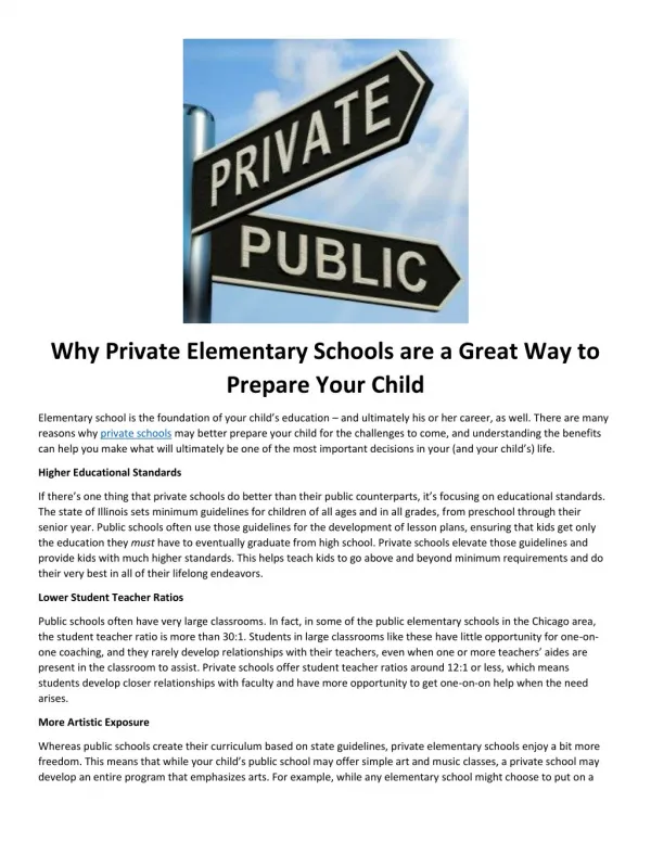 Why Private Elementary Schools are a Great Way to Prepare Your Child